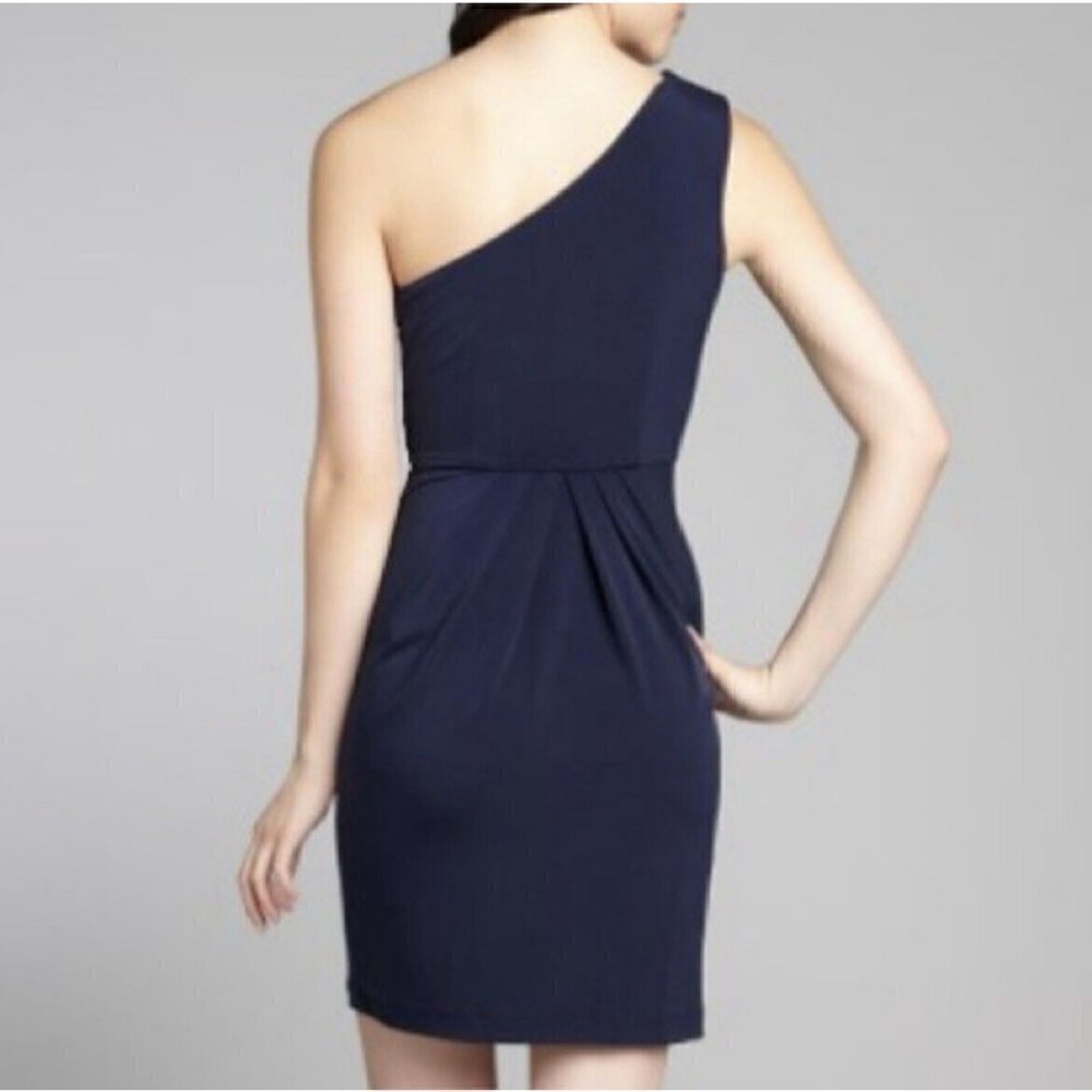 Max and Cleo Navy Blue One Shoulder Ruffle Cocktail Wedding Guest Dress Size 4 - Picture 6 of 14